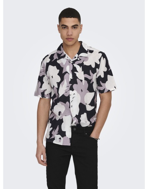 CAMISA ESTAMPADA VERANO 22025125 ONSTREV REG CTN LIN AOP SS SHIRT NOOS